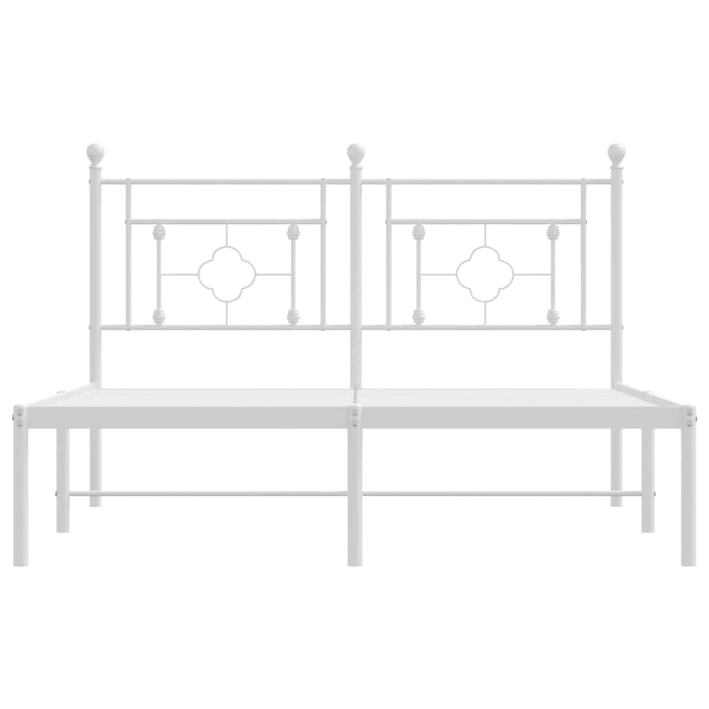 Metal Bed Frame without Mattress with Headboard White 135x190 cm