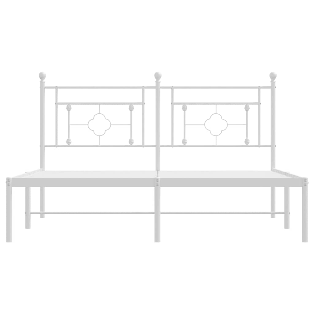 Metal Bed Frame without Mattress with Headboard White 150x200 cm