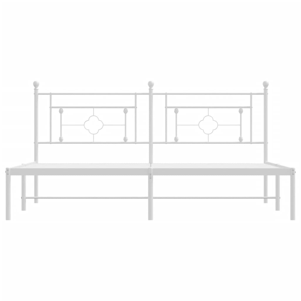 Metal Bed Frame without Mattress with Headboard White 183x203 cm King