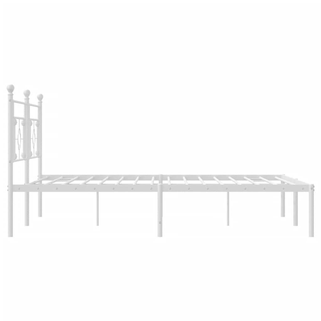 Metal Bed Frame without Mattress with Headboard White 183x203 cm King