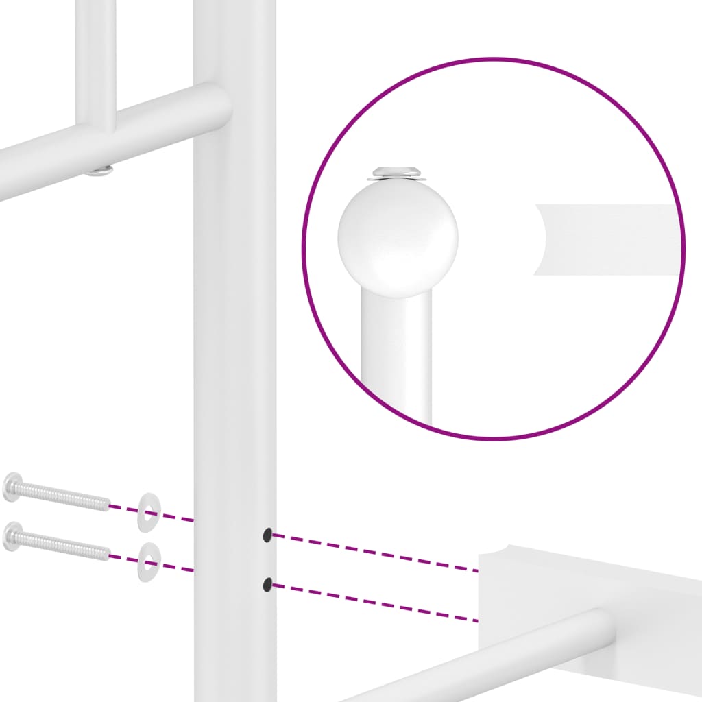 Metal Bed Frame without Mattress with Footboard White 135x190 cm