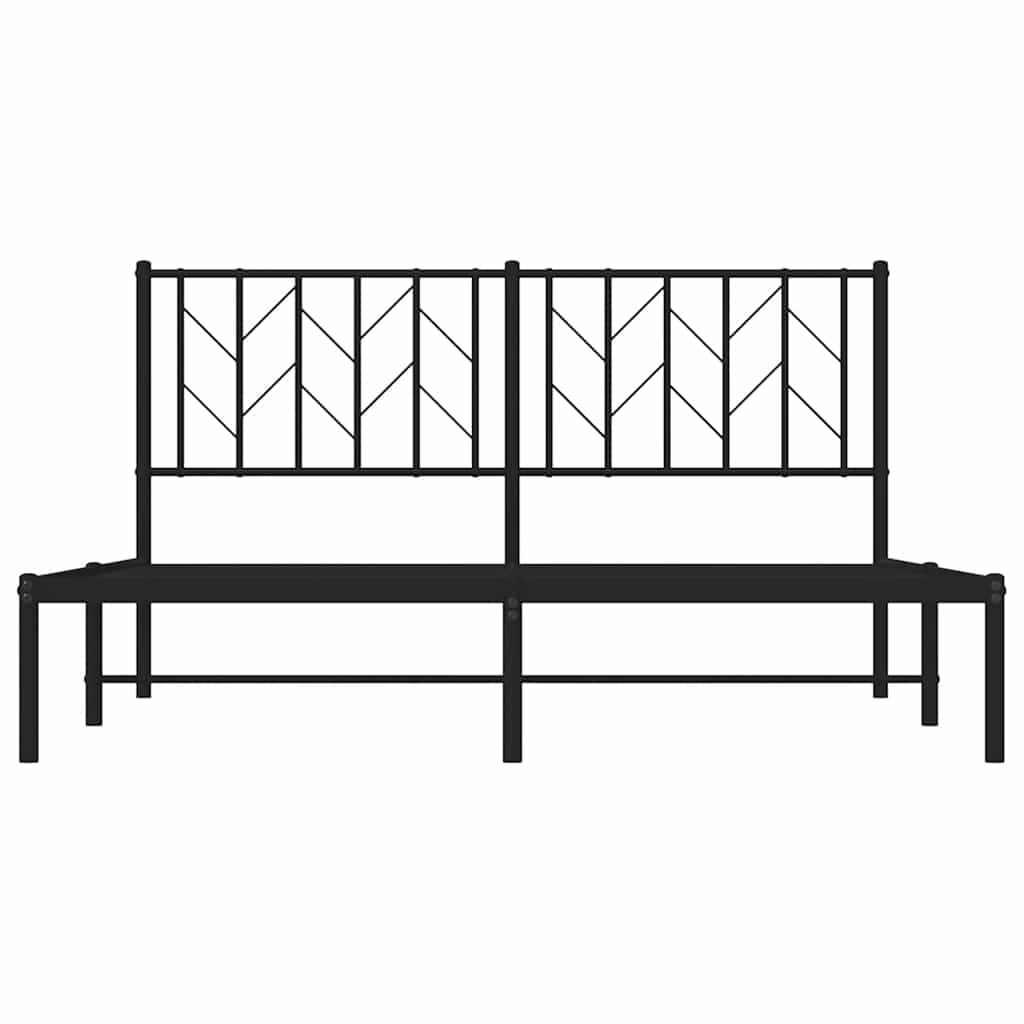 Metal Bed Frame without Mattress with Headboard Black 150x200 cm