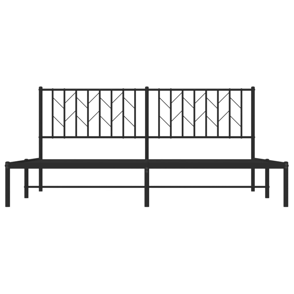 Metal Bed Frame without Mattress with Headboard Black 183x203 cm King
