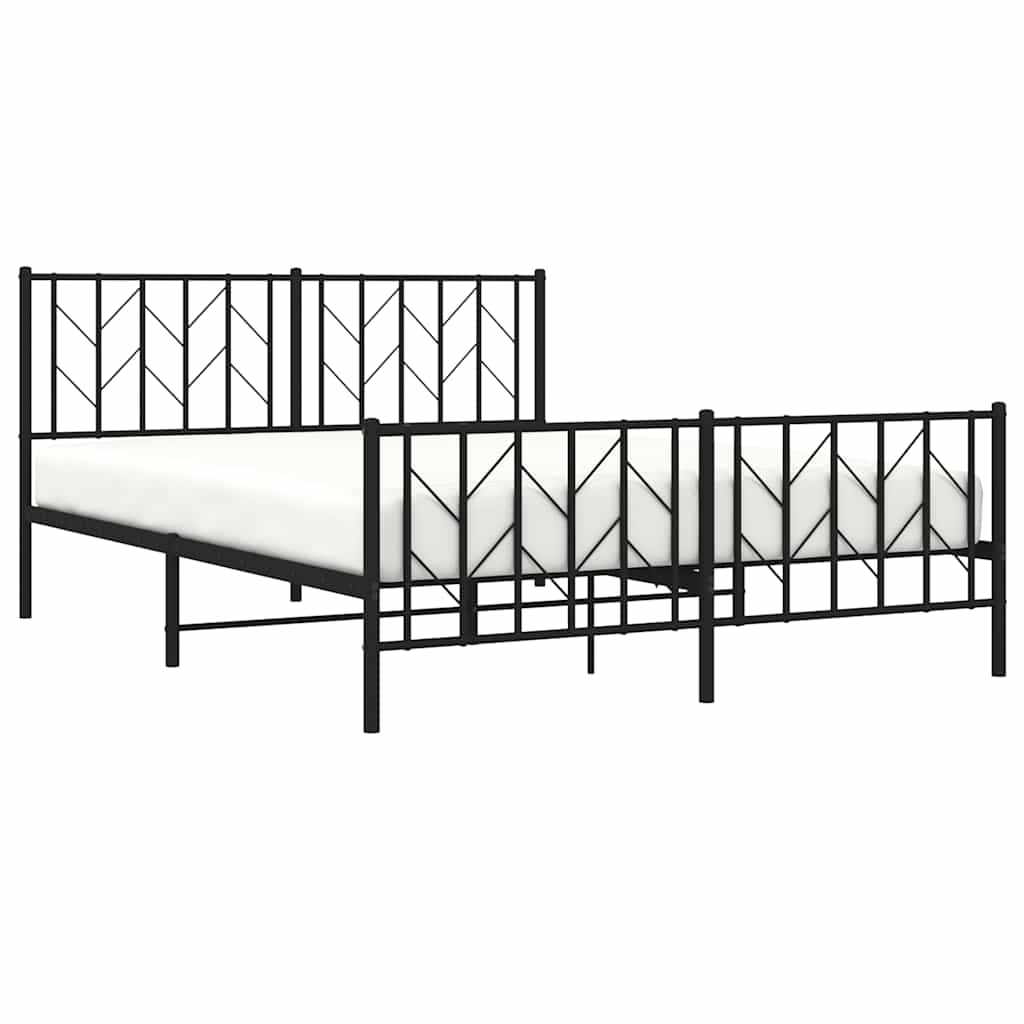 Metal Bed Frame without Mattress with Footboard Black 150x200 cm