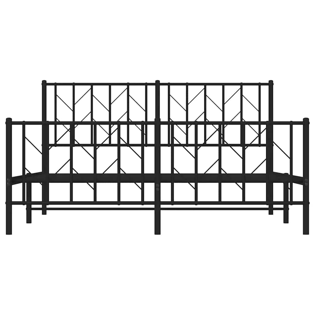 Metal Bed Frame without Mattress with Footboard Black 150x200 cm