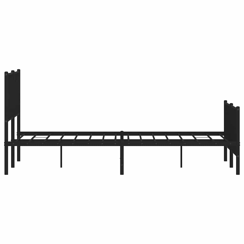 Metal Bed Frame without Mattress with Footboard Black 150x200 cm