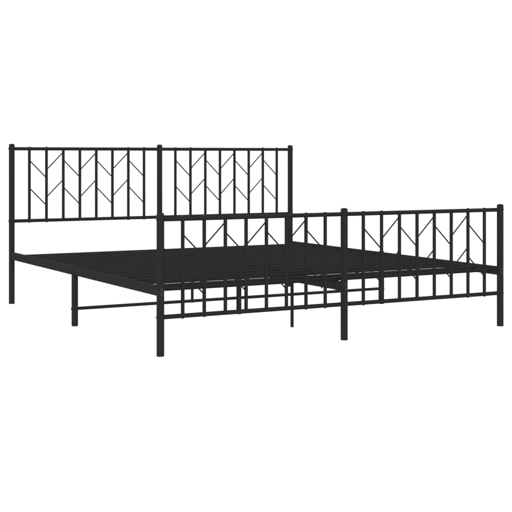 Metal Bed Frame without Mattress with Footboard Black 183x203 cm King