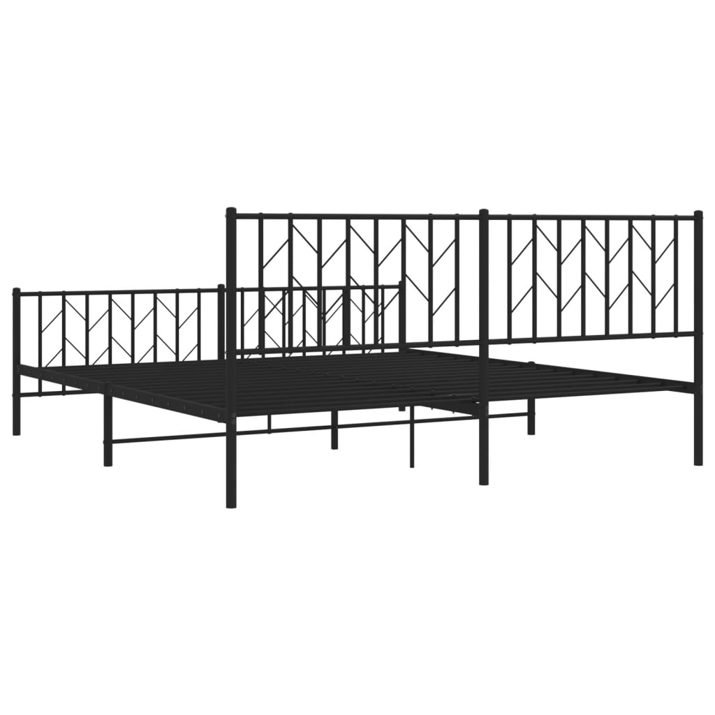 Metal Bed Frame without Mattress with Footboard Black 183x203 cm King