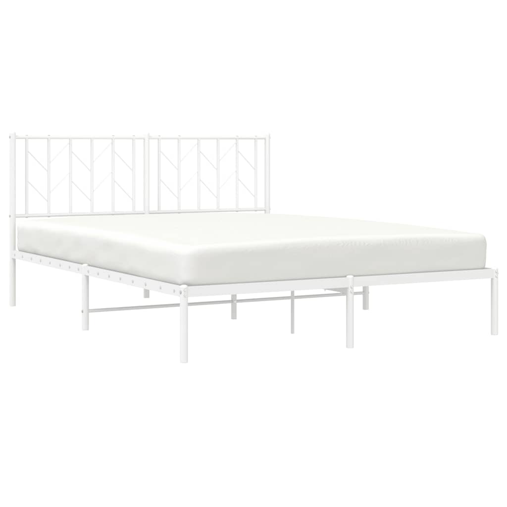 Metal Bed Frame without Mattress with Headboard White 150x200 cm