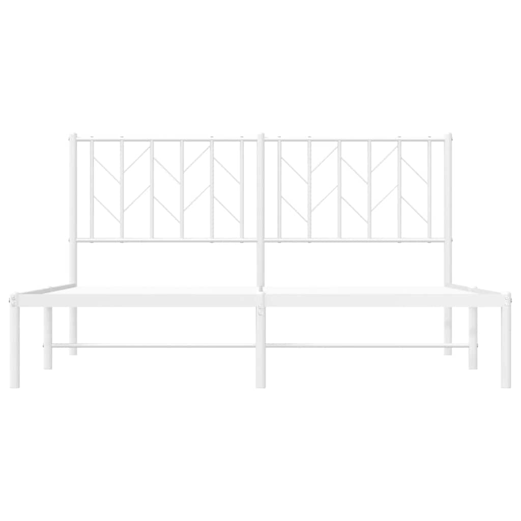 Metal Bed Frame without Mattress with Headboard White 150x200 cm