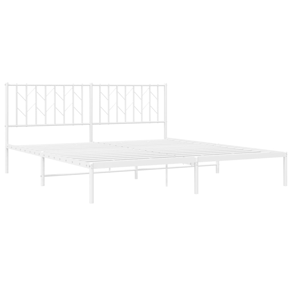 Metal Bed Frame without Mattress with Headboard White 183x203 cm King