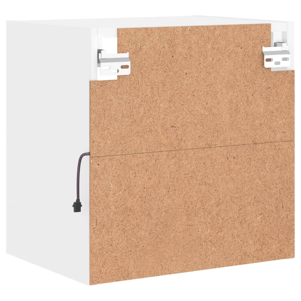 Bedside Cabinet with LED Lights Wall-mounted White