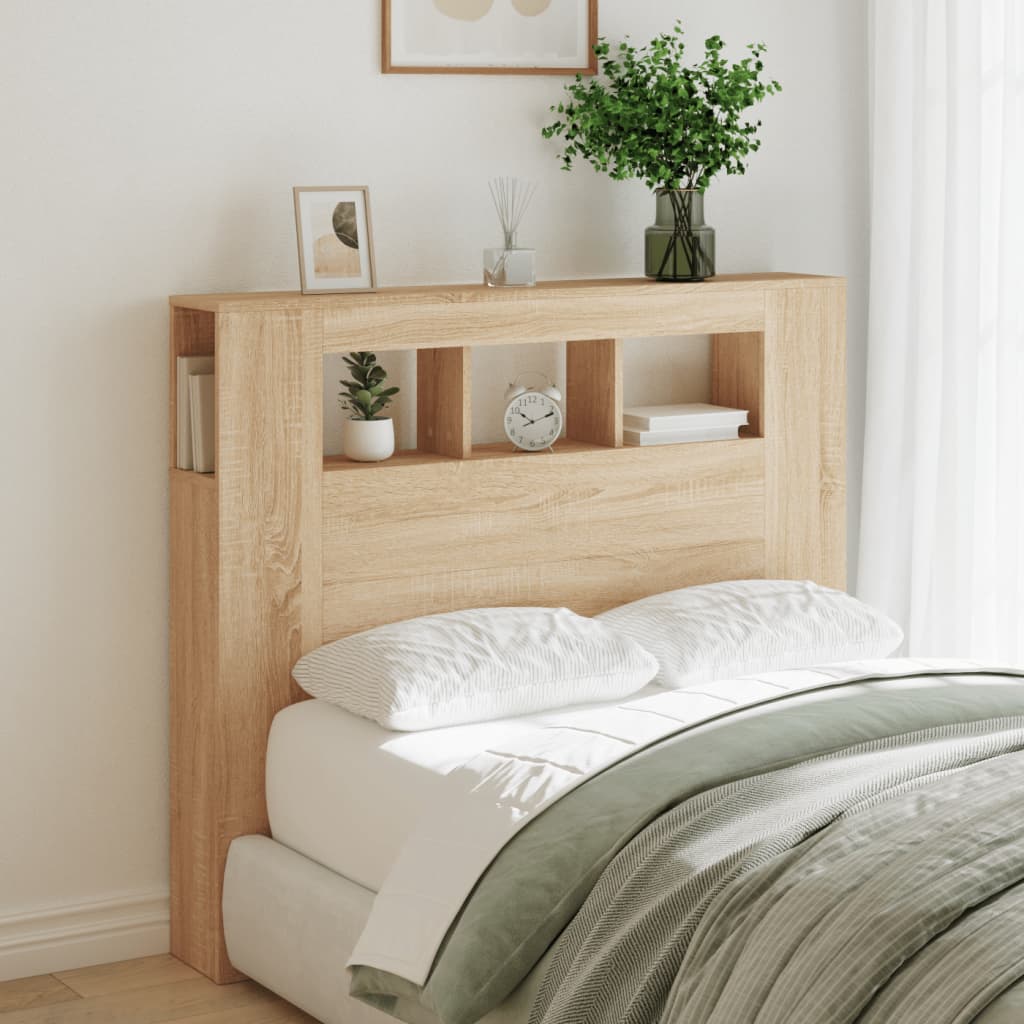 LED Headboard Sonoma Oak 120 cm Engineered Wood