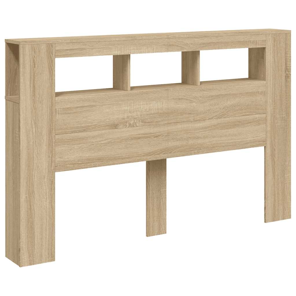 LED Headboard Sonoma Oak 160x18.5x103.5 cm Engineered Wood