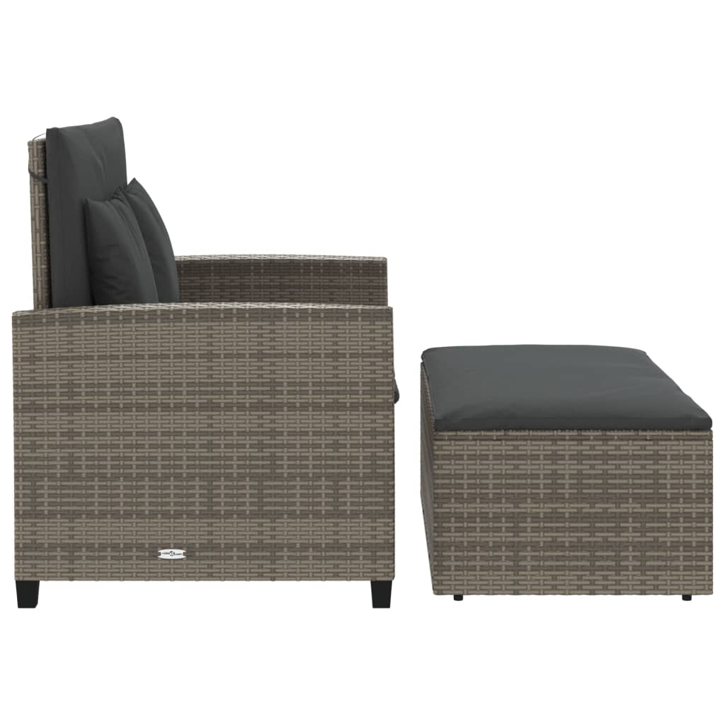 Garden Sofa with Cushions 2-Seater Grey Poly Rattan