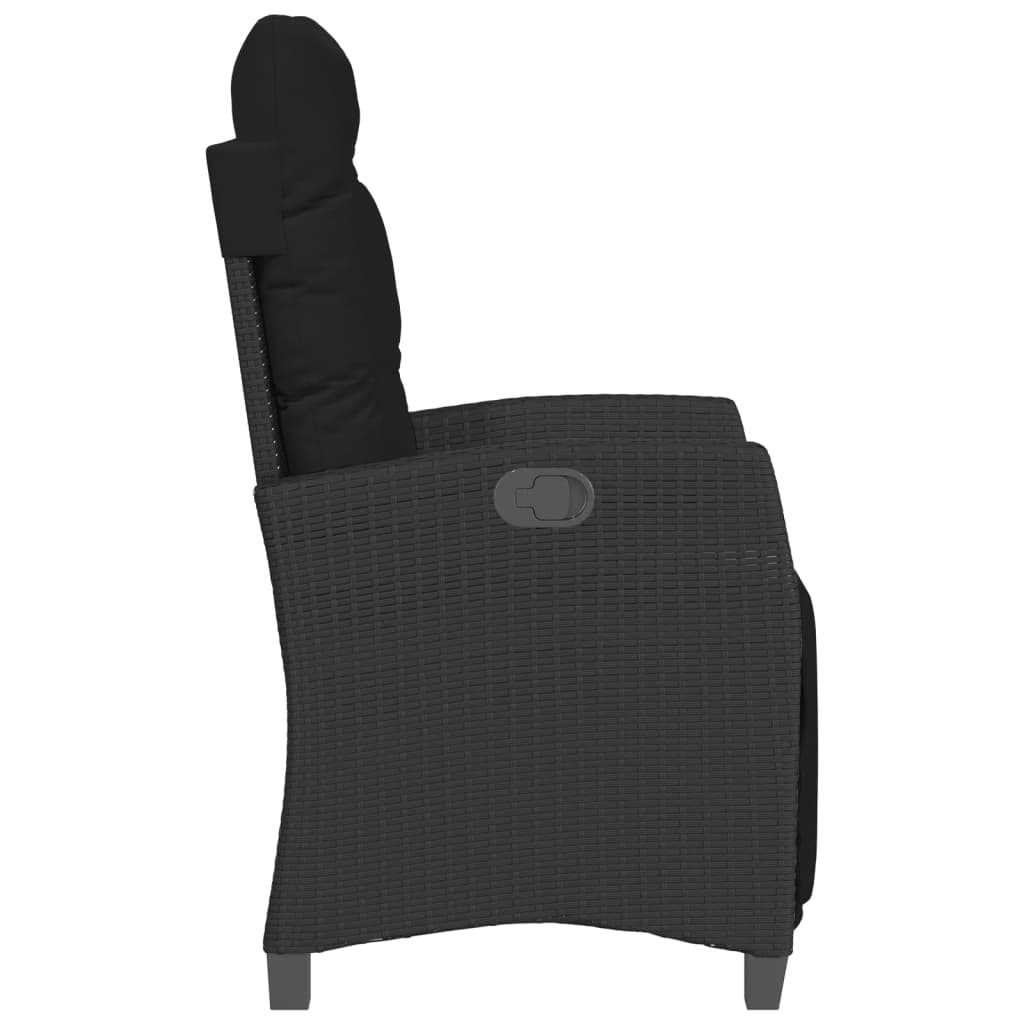 Reclining Garden Chairs 2 pcs with Footrest Black Poly Rattan