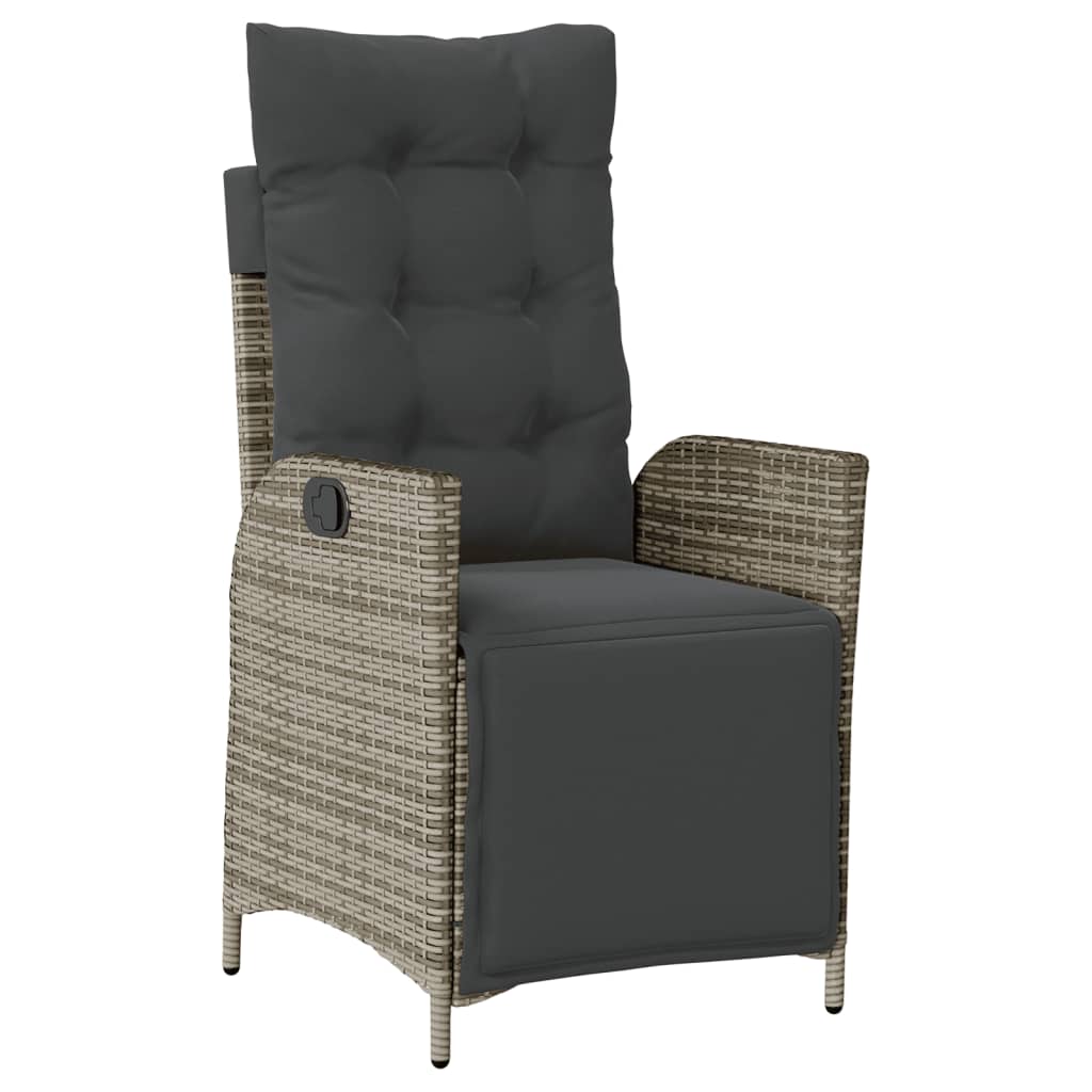 Reclining Garden Chair with Footrest Grey Poly Rattan