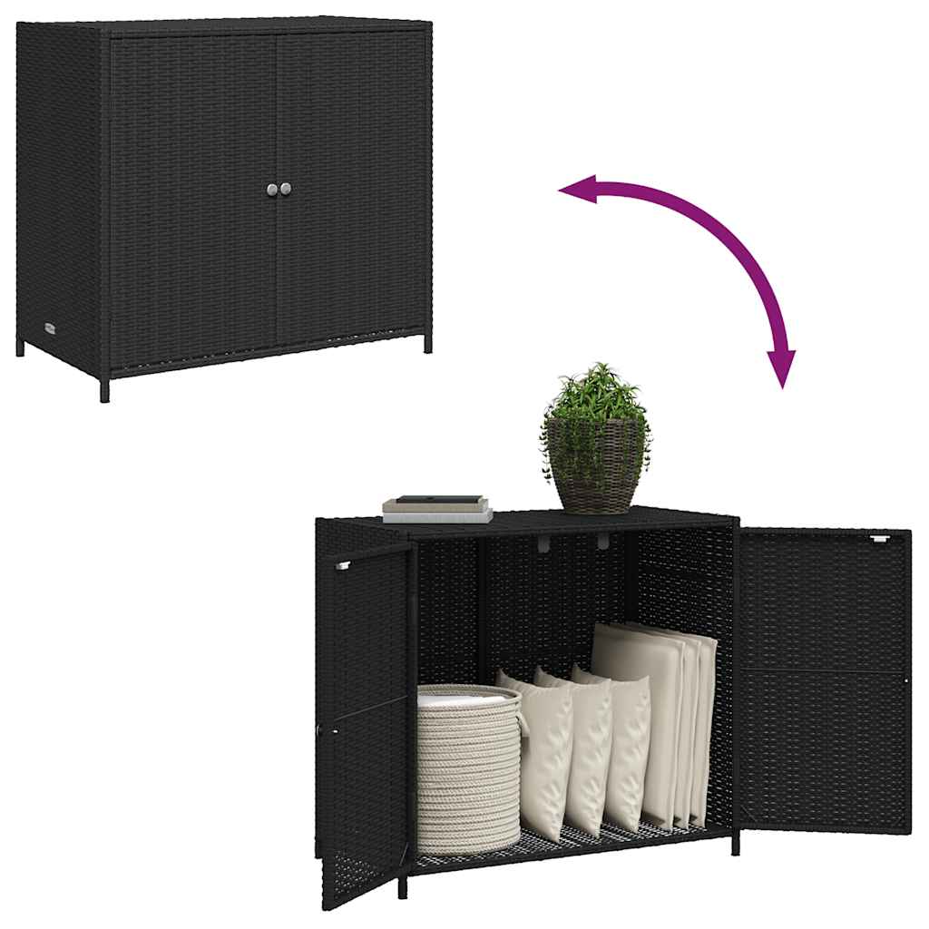 Garden Storage Cabinet Black 83x45x76 cm Poly Rattan