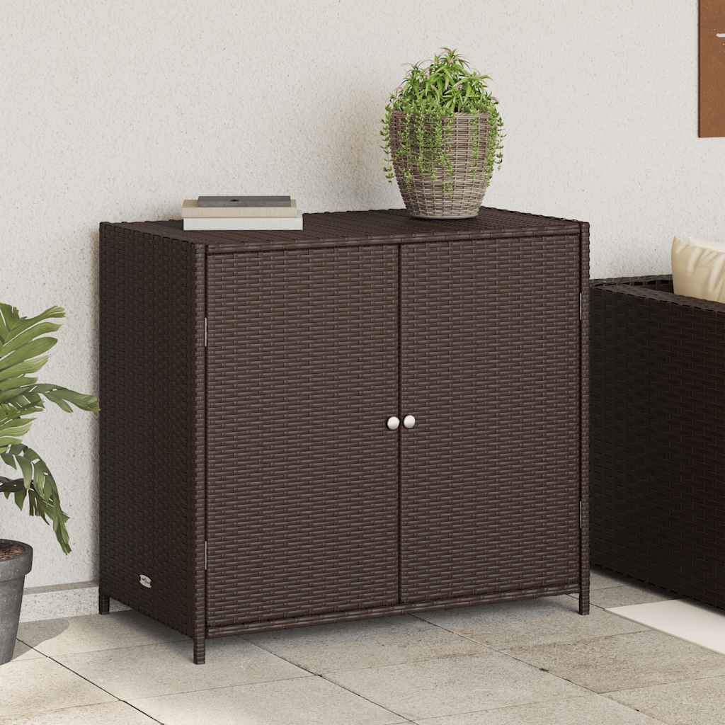 Garden Storage Cabinet Brown 83x45x76 cm Poly Rattan