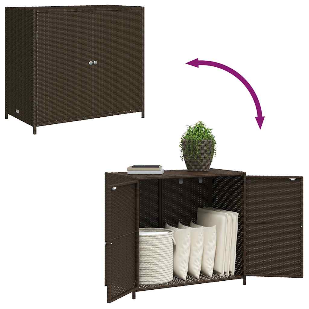 Garden Storage Cabinet Brown 83x45x76 cm Poly Rattan