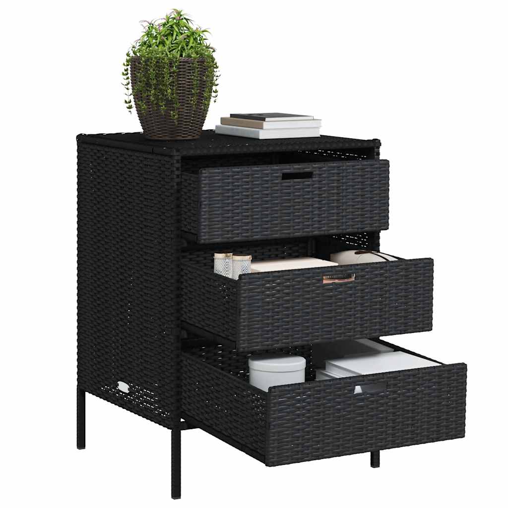Garden Storage Cabinet Black 55x59x80 cm Poly Rattan