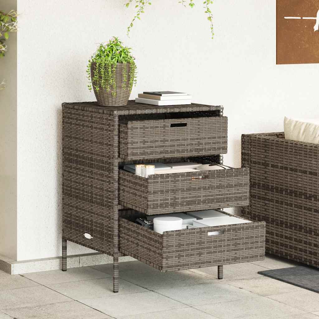Garden Storage Cabinet Grey 55x59x80 cm Poly Rattan