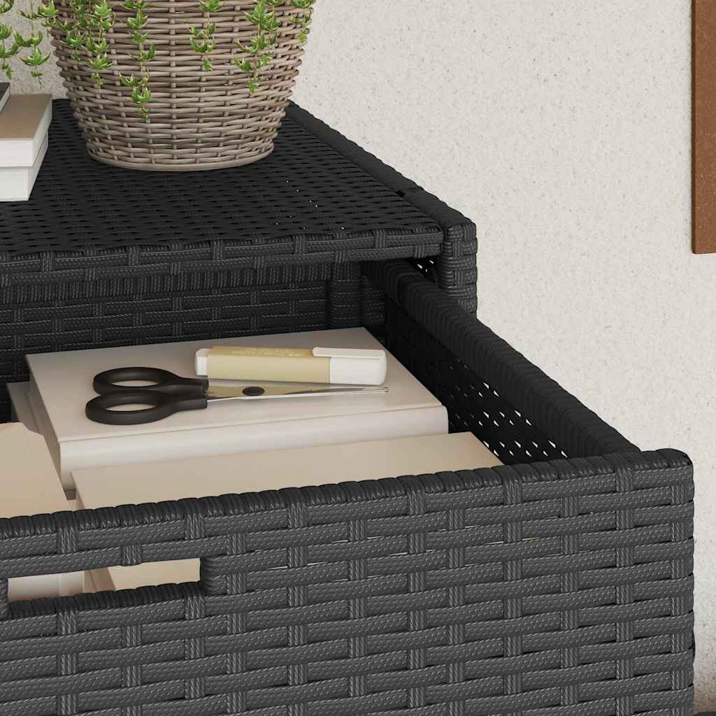 Garden Storage Cabinet Black 55x55x111 cm Poly Rattan