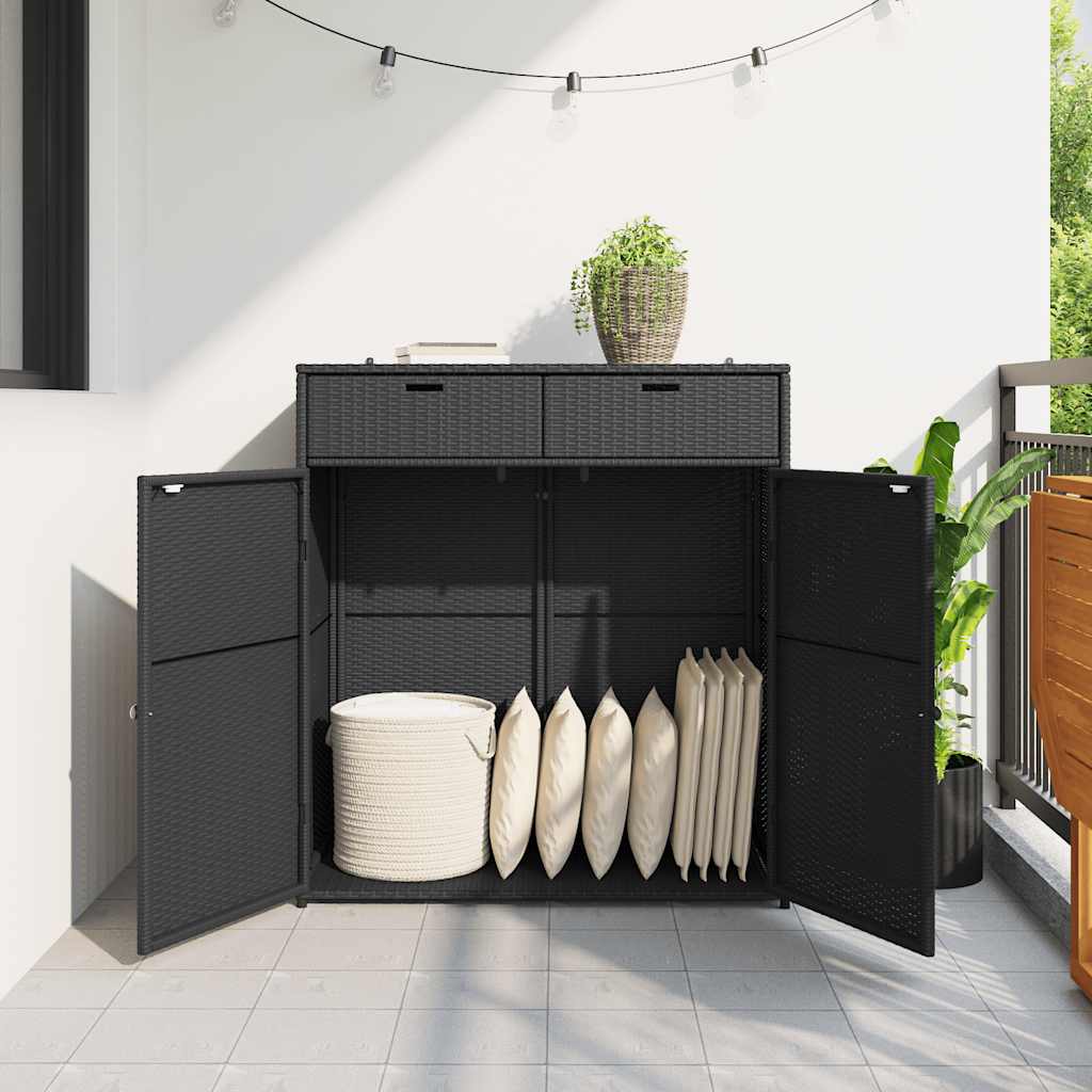 Garden Storage Cabinet Black 105x55x113 cm Poly Rattan