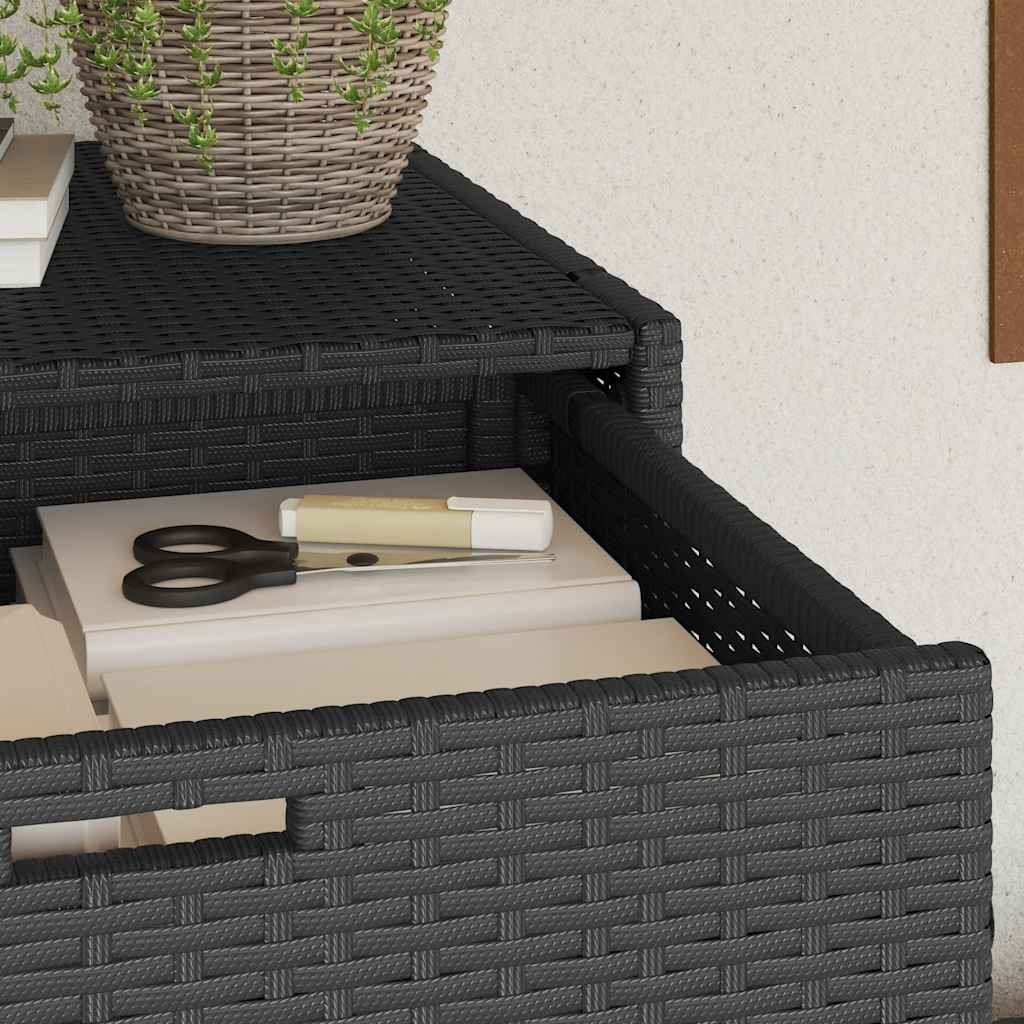 Garden Storage Cabinet Black 105x55x113 cm Poly Rattan