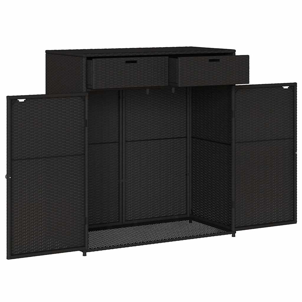Garden Storage Cabinet Black 105x55x113 cm Poly Rattan