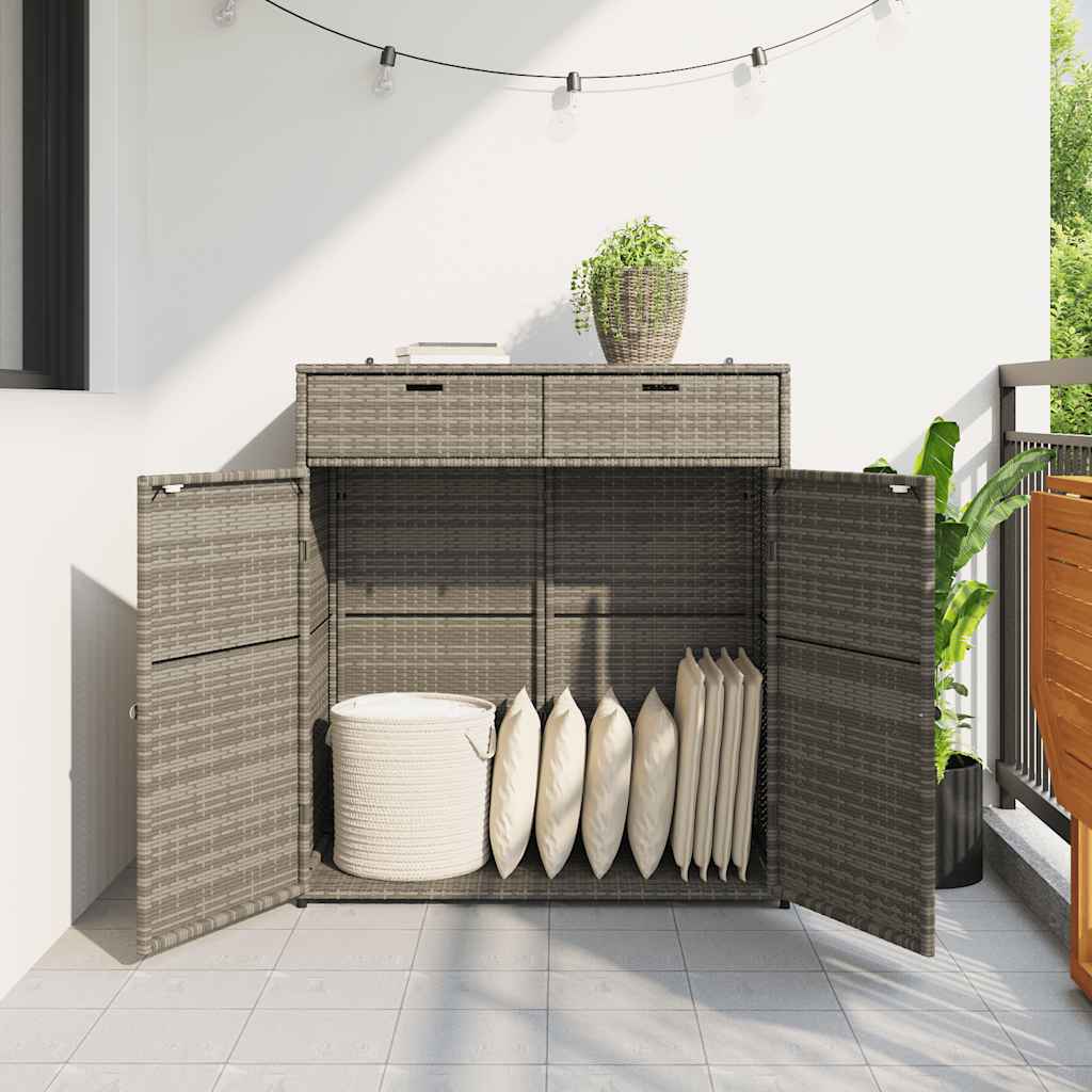 Garden Storage Cabinet Grey 105x55x113 cm Poly Rattan