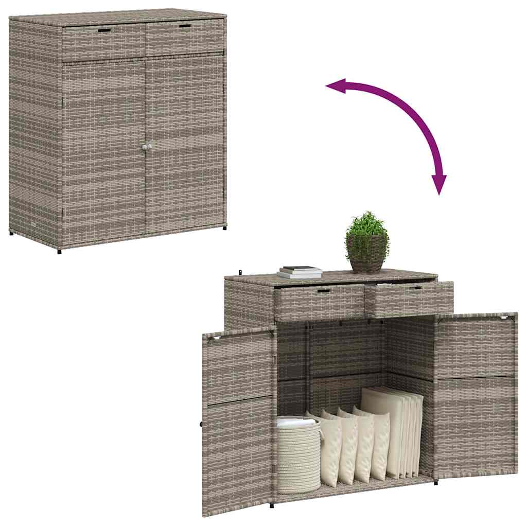 Garden Storage Cabinet Grey 105x55x113 cm Poly Rattan