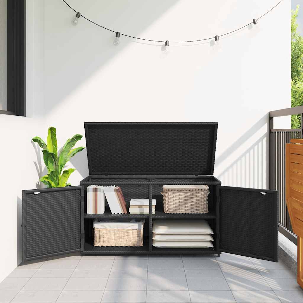 Garden Storage Cabinet Black 110x55x60.5 cm Poly Rattan