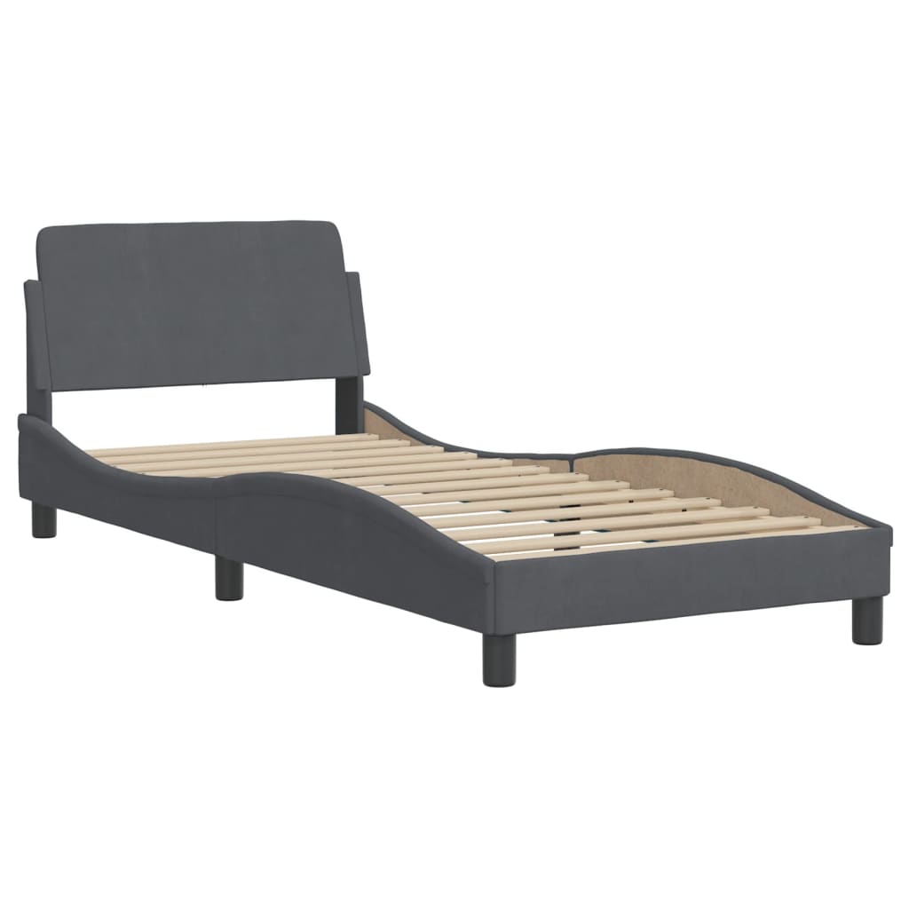 Bed Frame "Dover" Dark Grey 90x190 cm Velvet