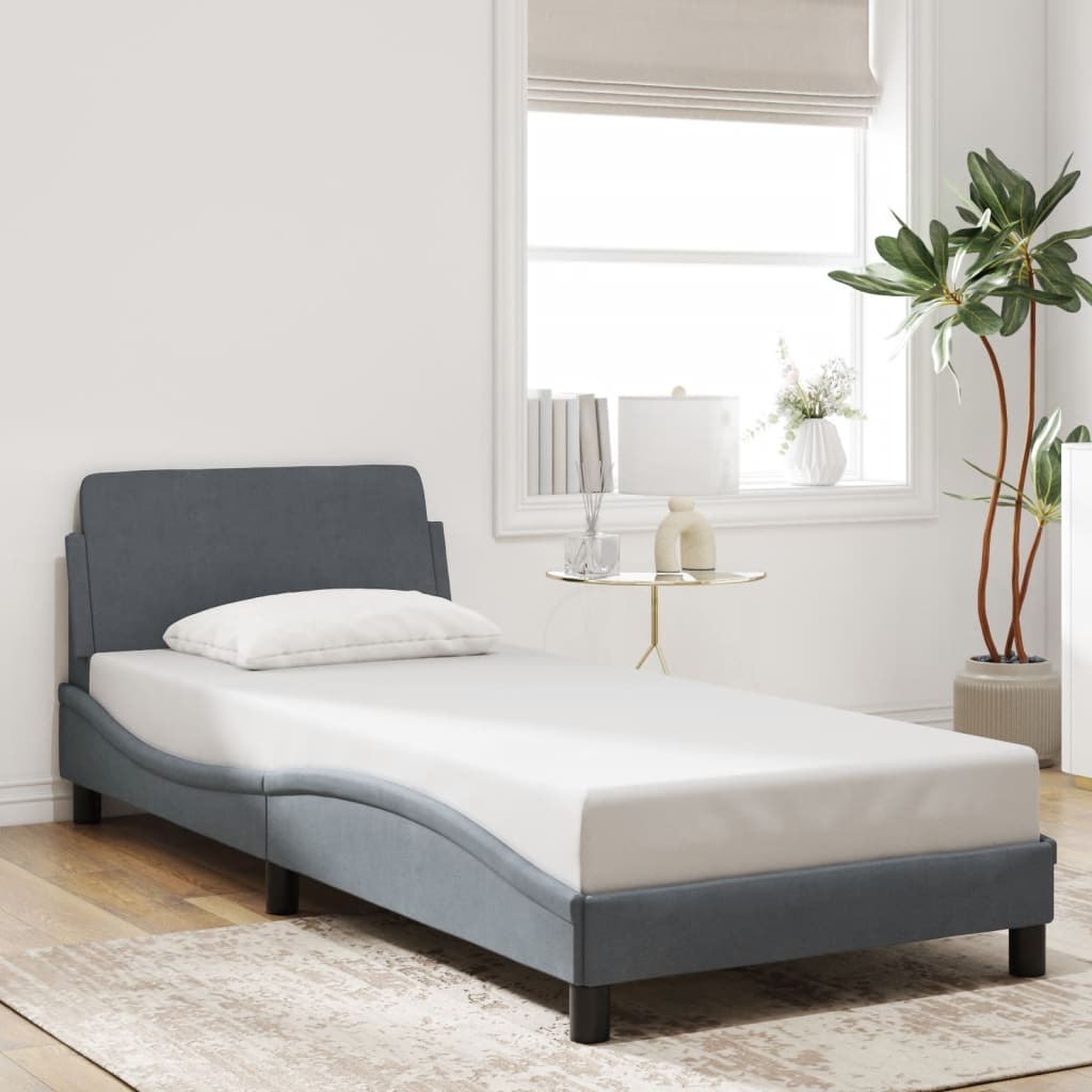 Bed Frame "Dover" Dark Grey 90x190 cm Velvet
