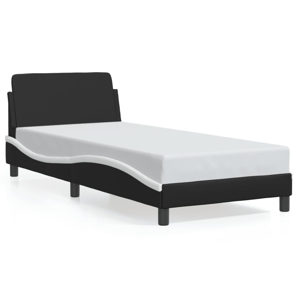 Bed Frame "Dover" Black&White 90x190 cm Faux Leather