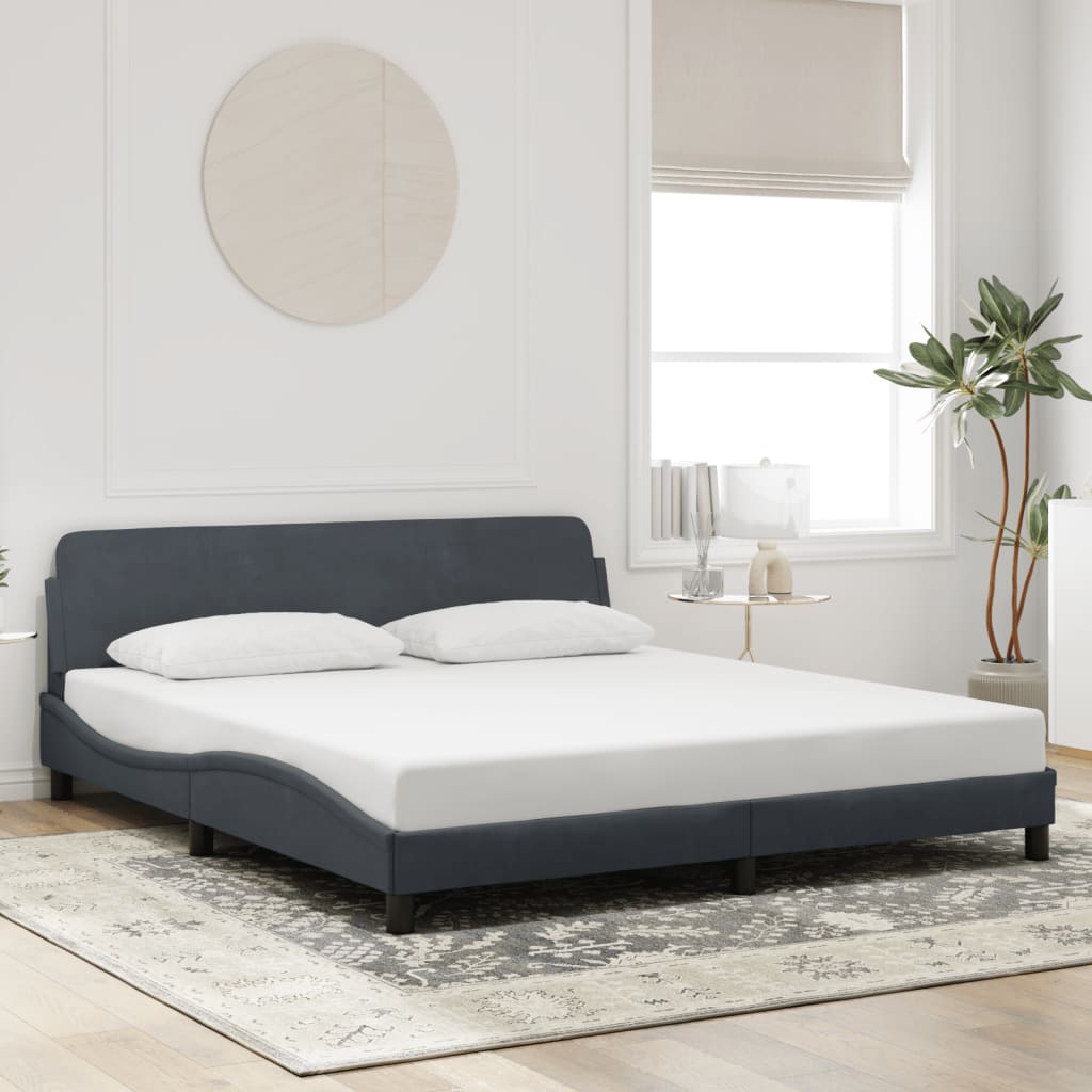 Bed Frame "Dover" Dark Grey 180x200 cm King Velvet