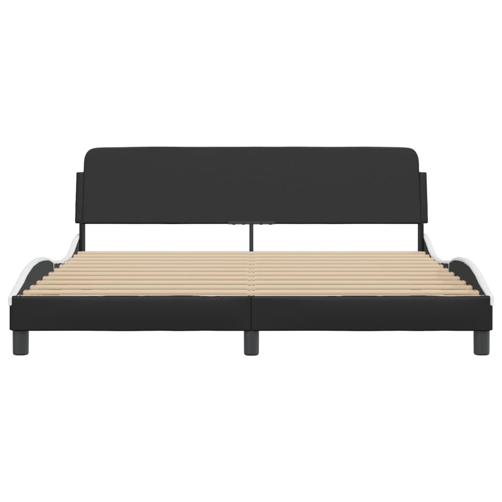 Bed Frame "Dover" Black&White 180x200 cm King Faux Leather