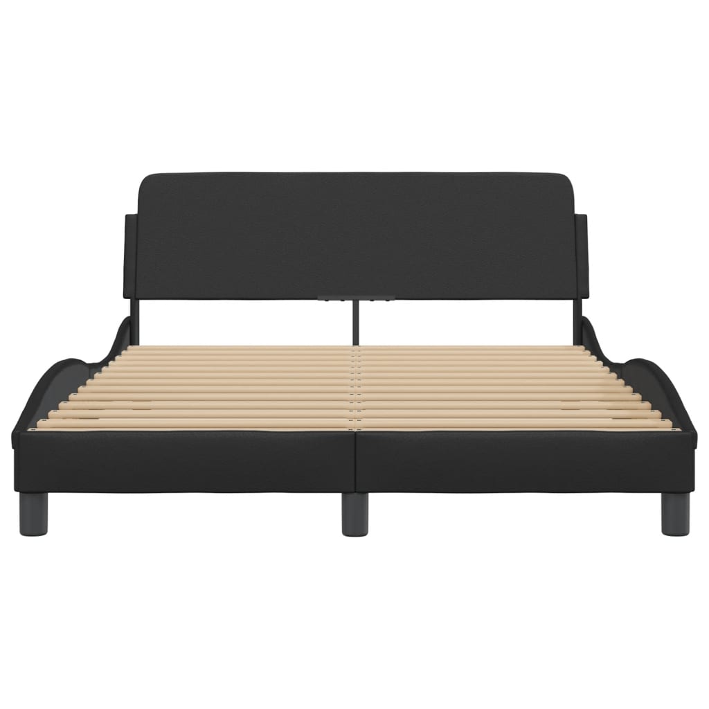 Bed Frame "Dover" Black 137x190 cm Double Faux Leather