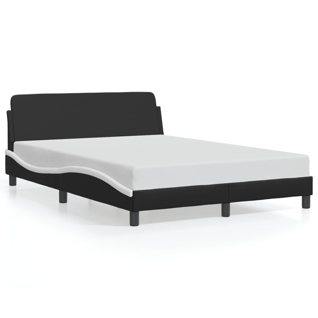 Bed Frame "Dover" Black and White 137x190 cm Double Faux Leather