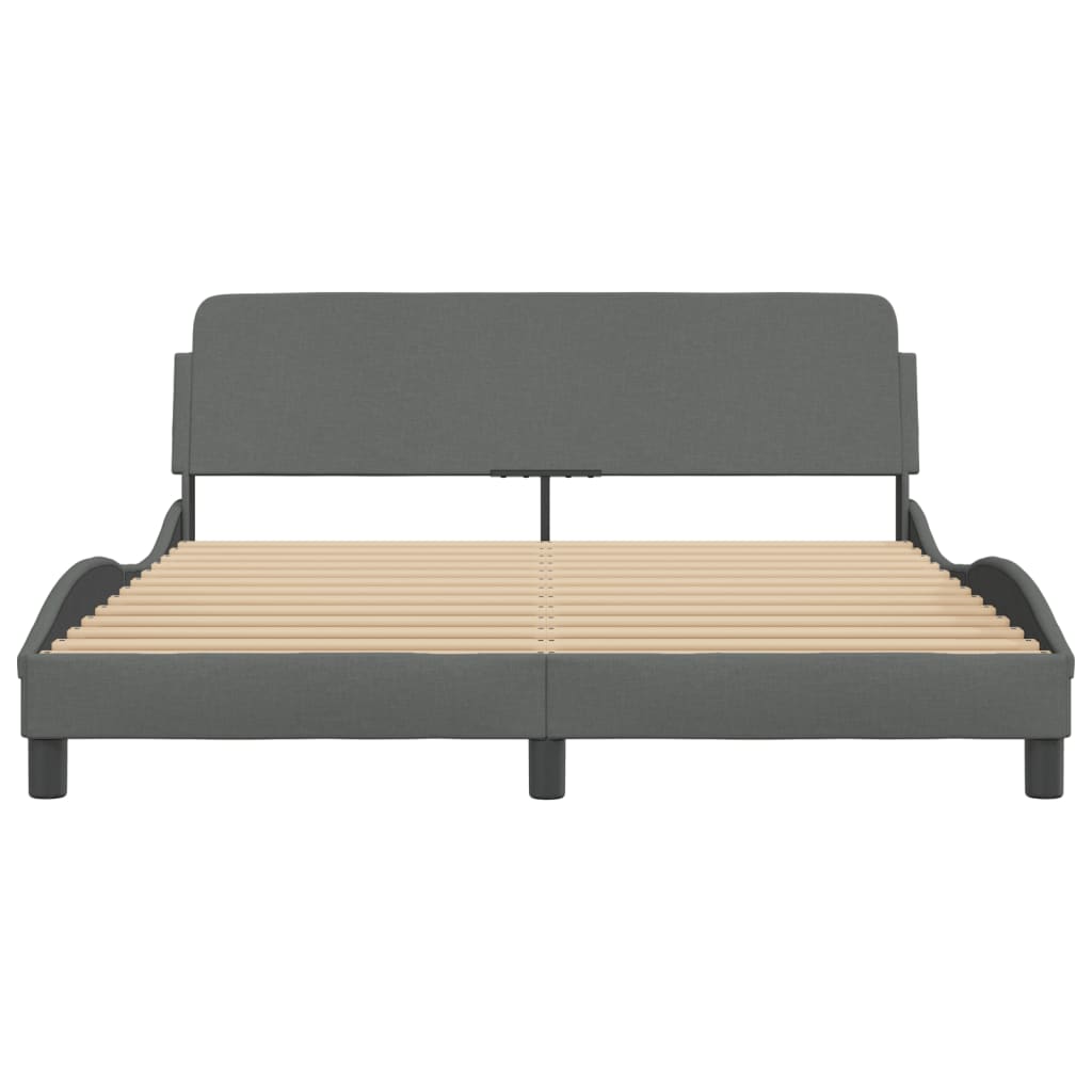 Bed Frame "Dover" Dark Grey 152x203 cm Queen Fabric