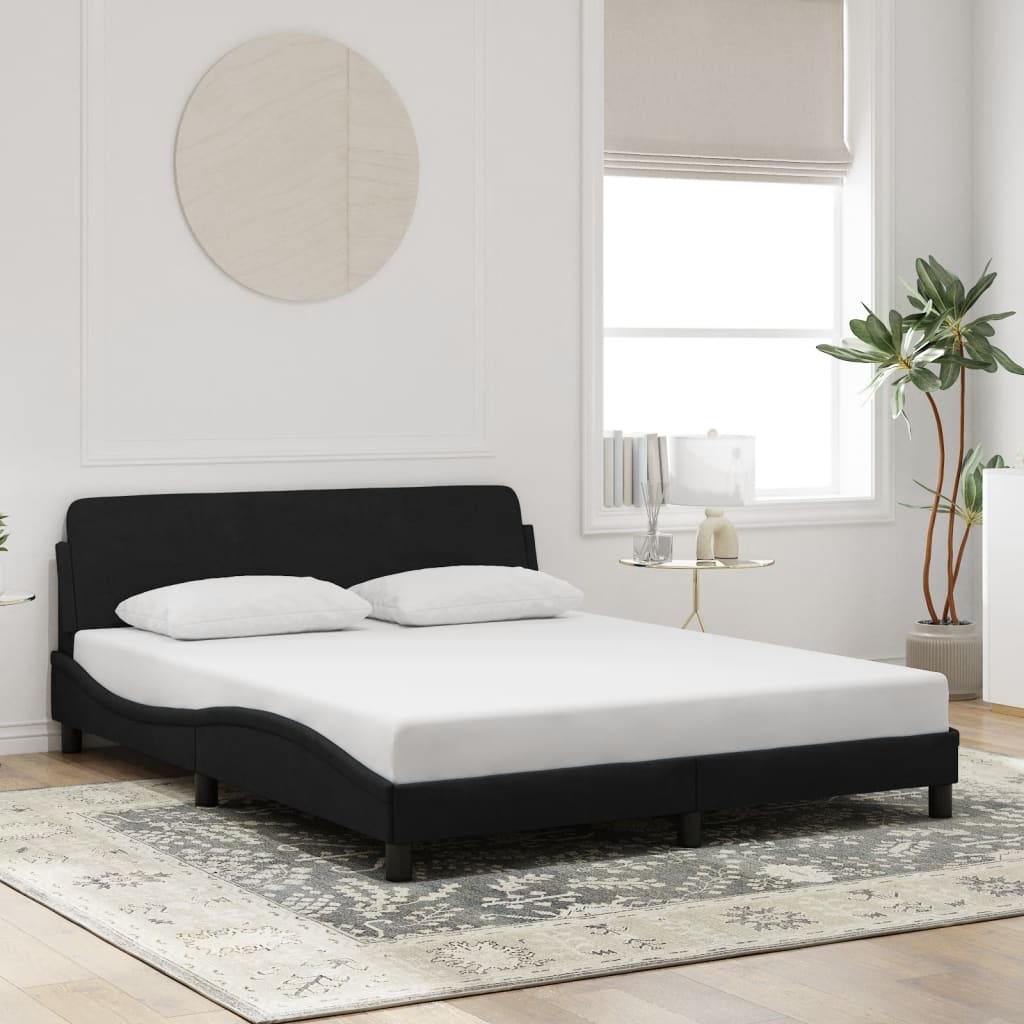Bed Frame "Dover" Black 152x203 cm Queen Velvet