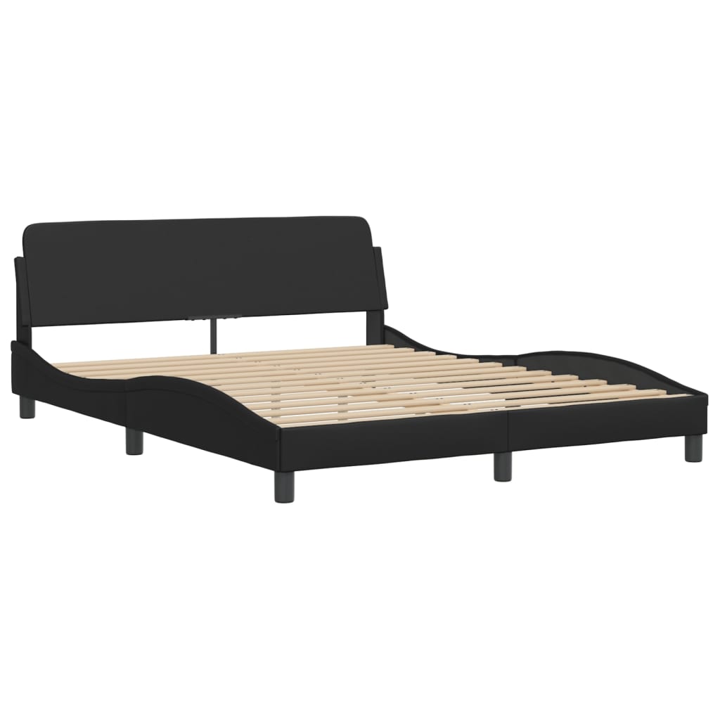 Bed Frame "Dover" Black 152x203 cm Queen Faux Leather