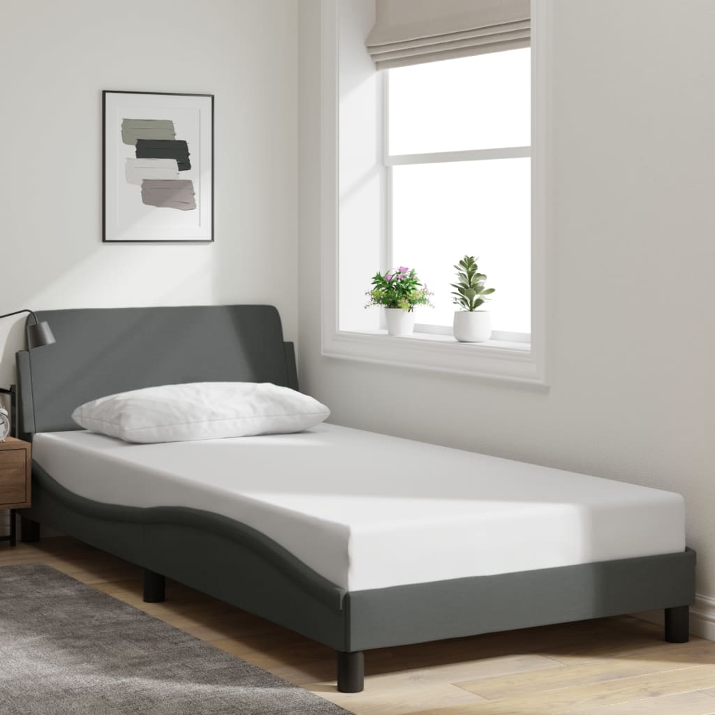 Bed Frame "Dover" Dark Grey 107x203 cm King Single Fabric
