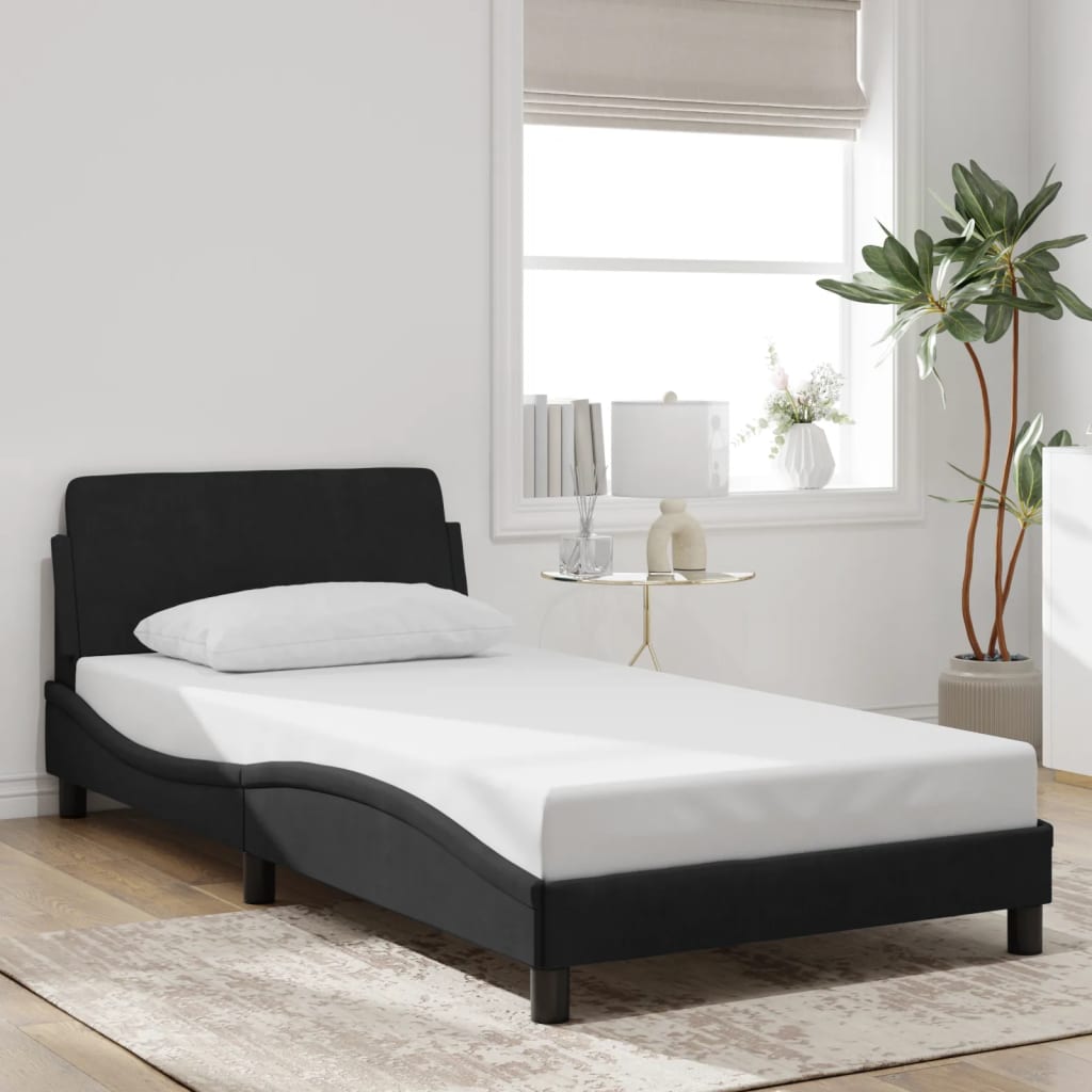 Bed Frame "Dover" Black 107x203 cm King Single Velvet