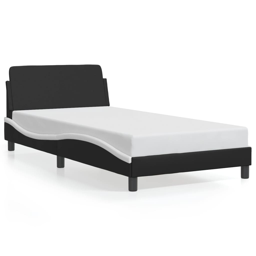 Bed Frame "Dover" Black and White 107x203 cm King Single Faux Leather