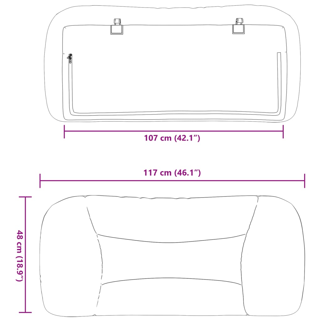 Headboard Cushion "Hvar" Black 107 cm King Single Fabric