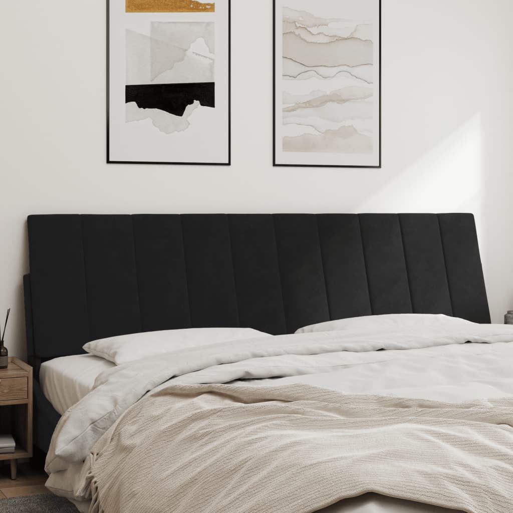 Headboard Cushion "Hanko" Black 180 cm Velvet