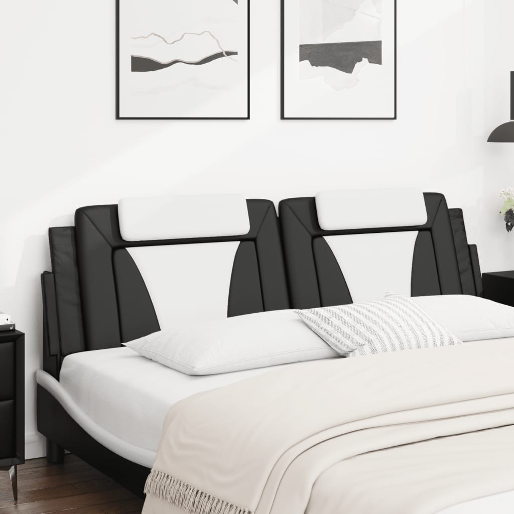 Headboard Cushion "Viana" Black and White 180 cm Faux Leather