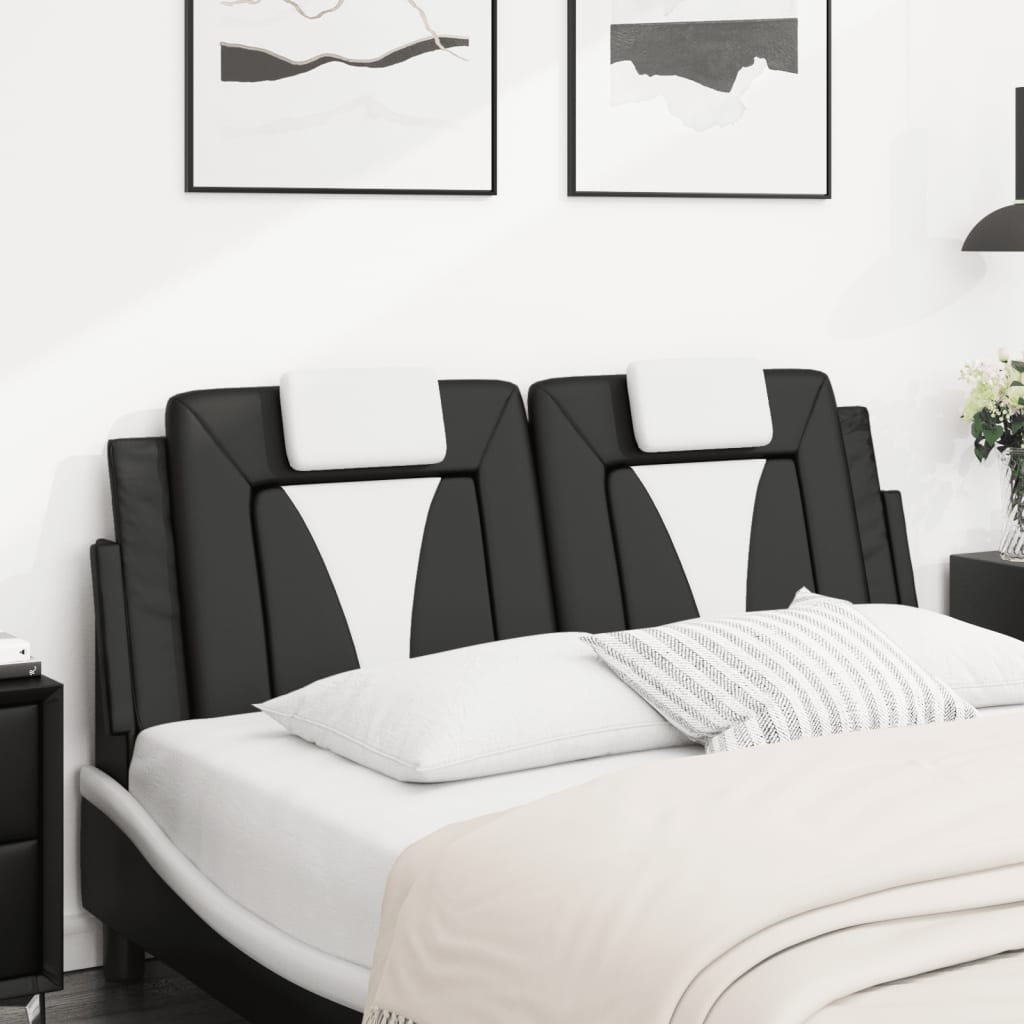 Headboard Cushion "Viana" Black and White 152 cm Queen Faux Leather